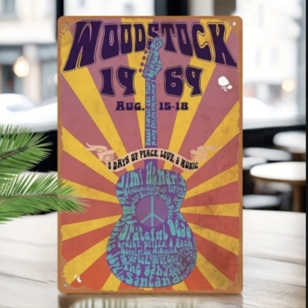 Woodstock 1969 Sign Retro Decor Game Room Gift Idea Gifts For Baby Boomers